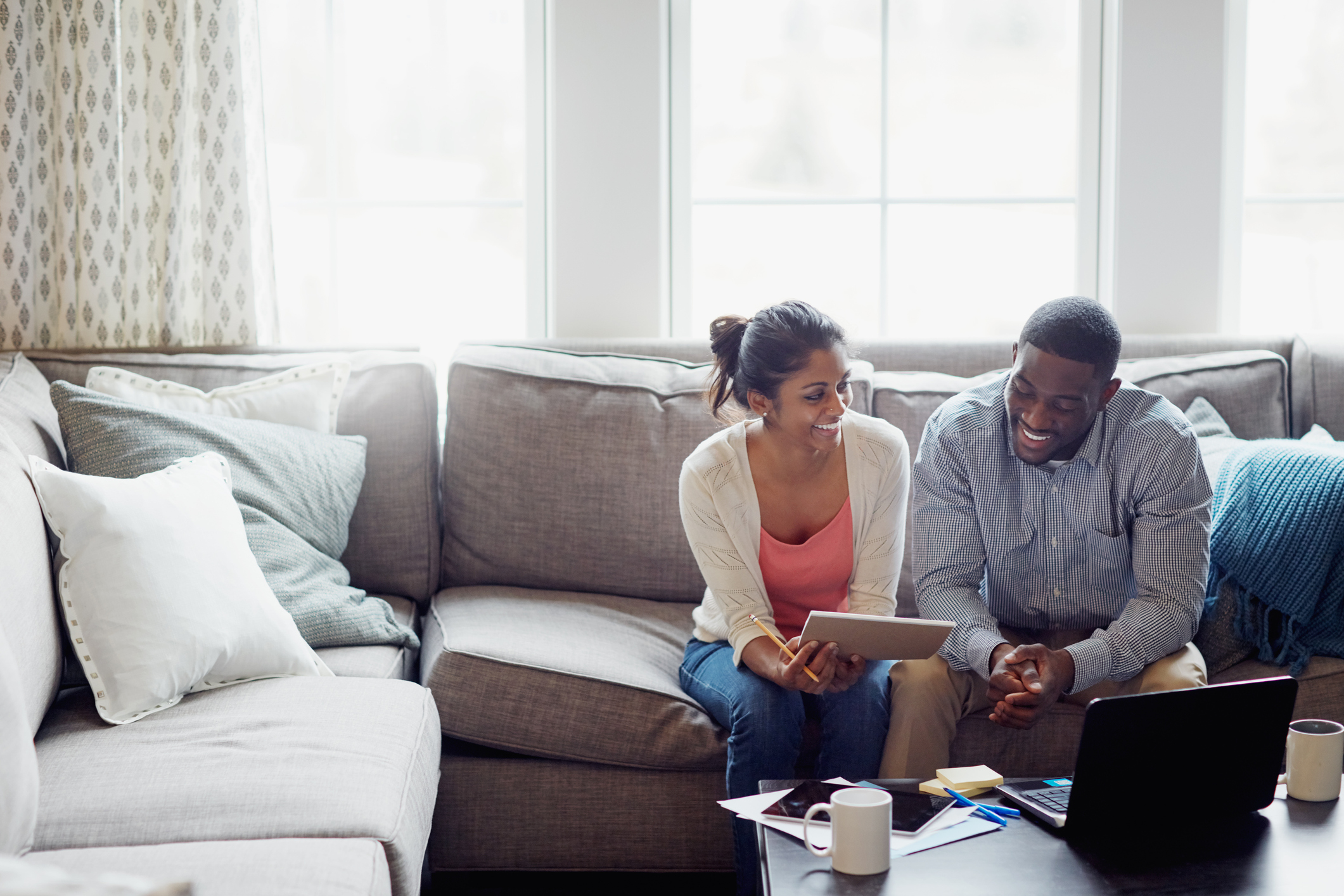 Happy couple financially fit